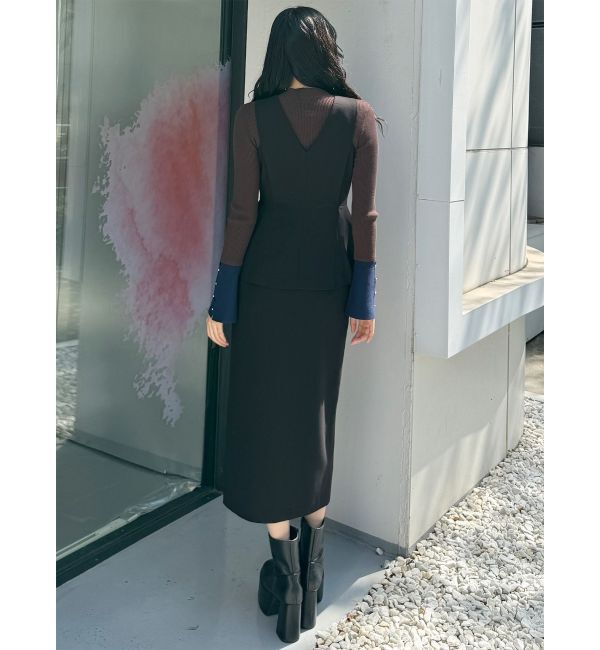 MURUA「フロントZIPペプラムジャンパースカート」|ジャンパースカート|