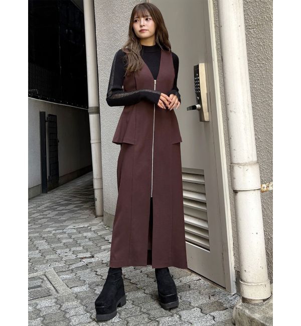 MURUA「フロントZIPペプラムジャンパースカート」|ジャンパースカート|