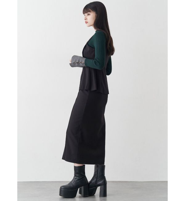 MURUA「フロントZIPペプラムジャンパースカート」|ジャンパースカート|