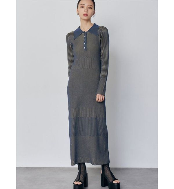 MURUA「リブニットロングワンピース」|ワンピース|ブルー