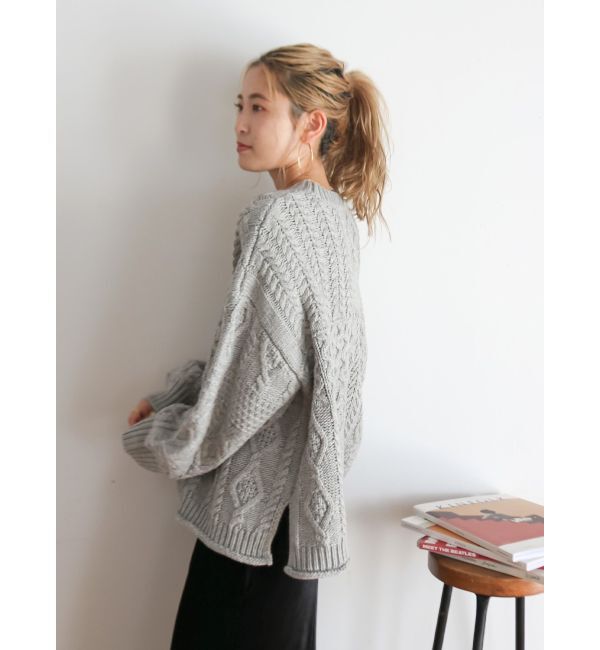 Ungrid「【WEB限定】パッチワークケーブルニット」|ニット・セーター|