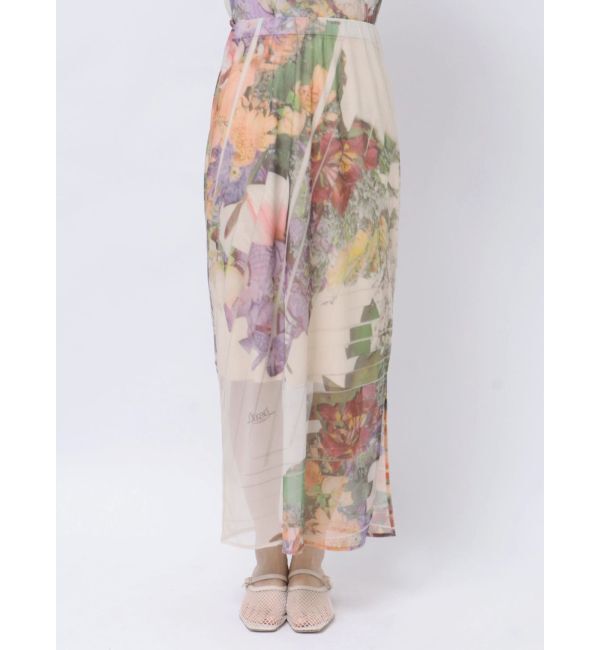 LAGUNAMOON「【DELIGENCE PARLOURコラボ】アートフラワープリントシアースカート」|スカート|