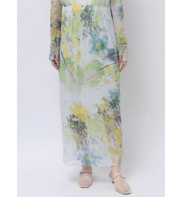 LAGUNAMOON「【DELIGENCE PARLOURコラボ】アートフラワープリントシアースカート」|スカート|