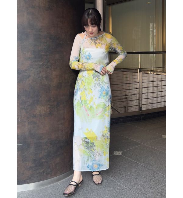 LAGUNAMOON「【DELIGENCE PARLOURコラボ】アートフラワープリントシアースカート」|スカート|