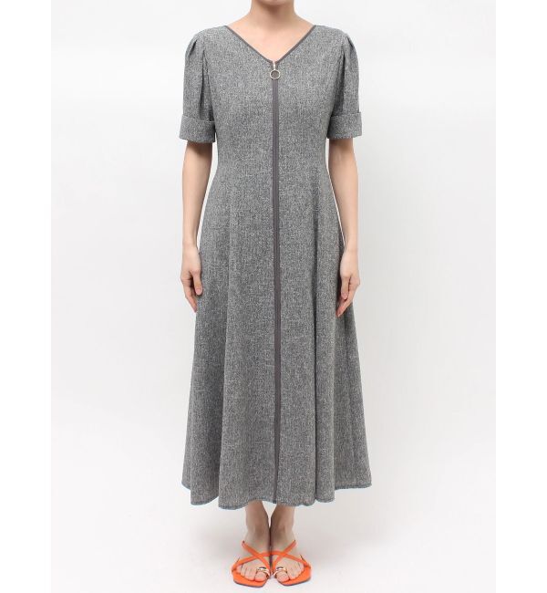 LAGUNAMOON「フロントジップVネックフレアワンピース」|ワンピース|