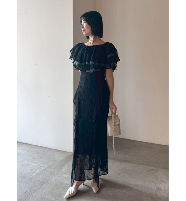 LAGUNAMOON「LADYレースフリルデザインボレロキャミワンピース」|ドレス|ブラック