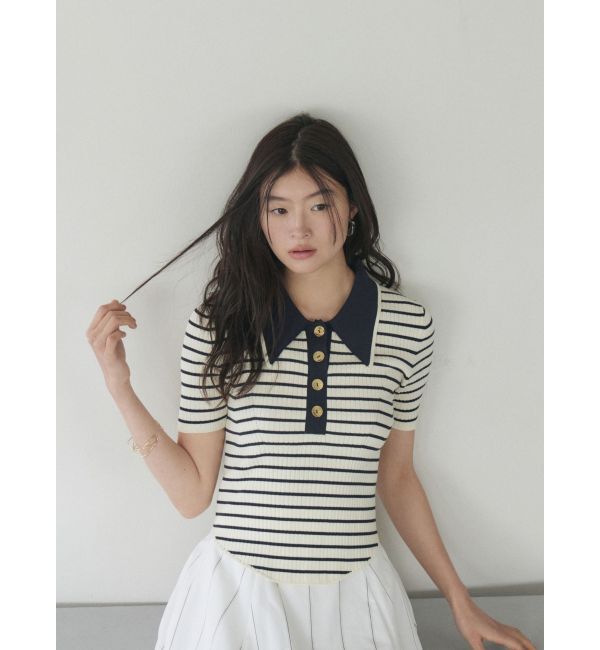 LAGUNAMOON「カラーネックラインニットプルオーバー」|ニット・セーター|