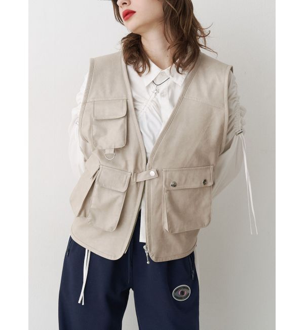 jouetie「フェイクレザーフィッシングベスト」|その他|アイボリー