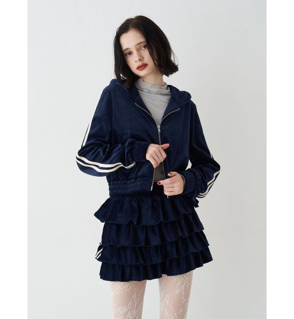 jouetie「ベロアコンパクトラインZIPフーディ【セットアップ対応】」|パーカー|