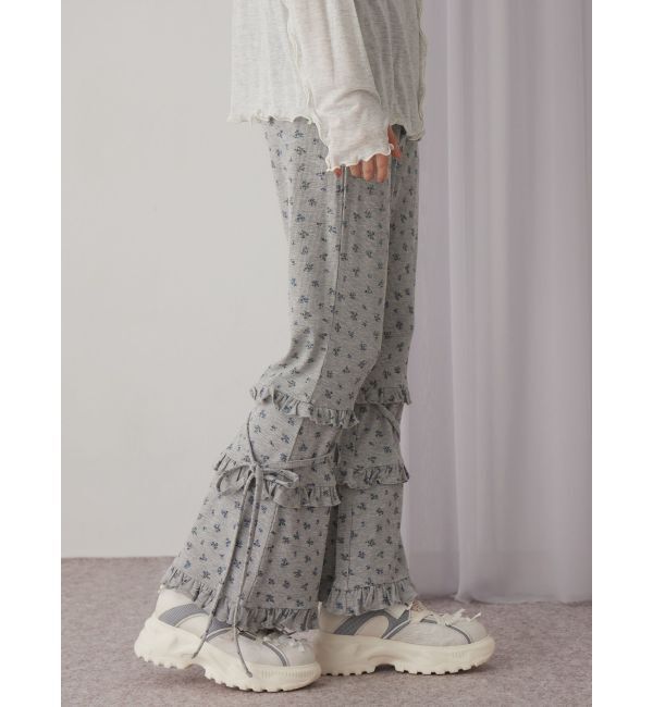 merry jenny「floralフリルリブフレアパンツ」|その他|