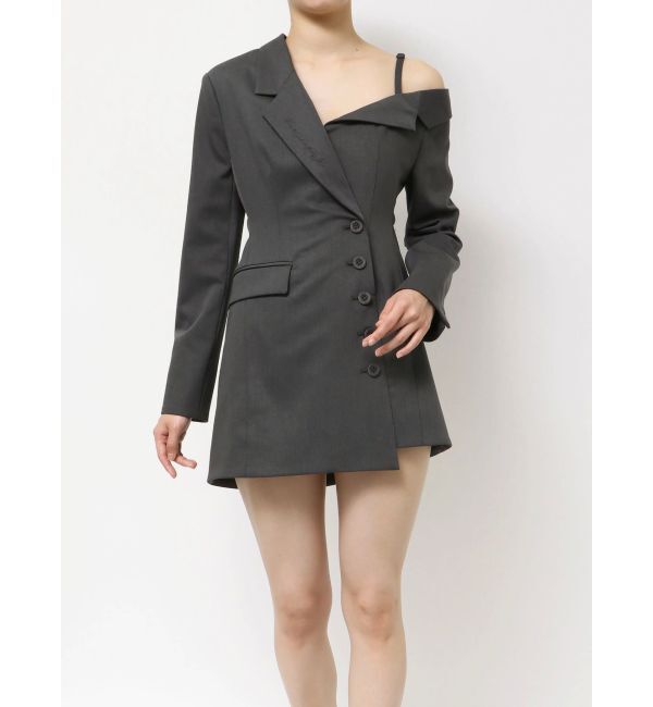 GYDA「asymmetryジャケットワンピース」|ワンピース|チャコールグレー