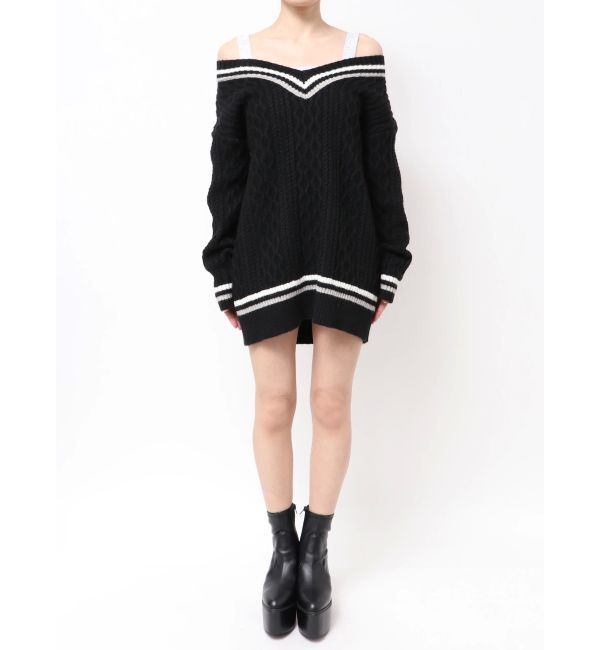 GYDA「cable LOOSEニットレイヤードチュニックワンピース」|ワンピース|