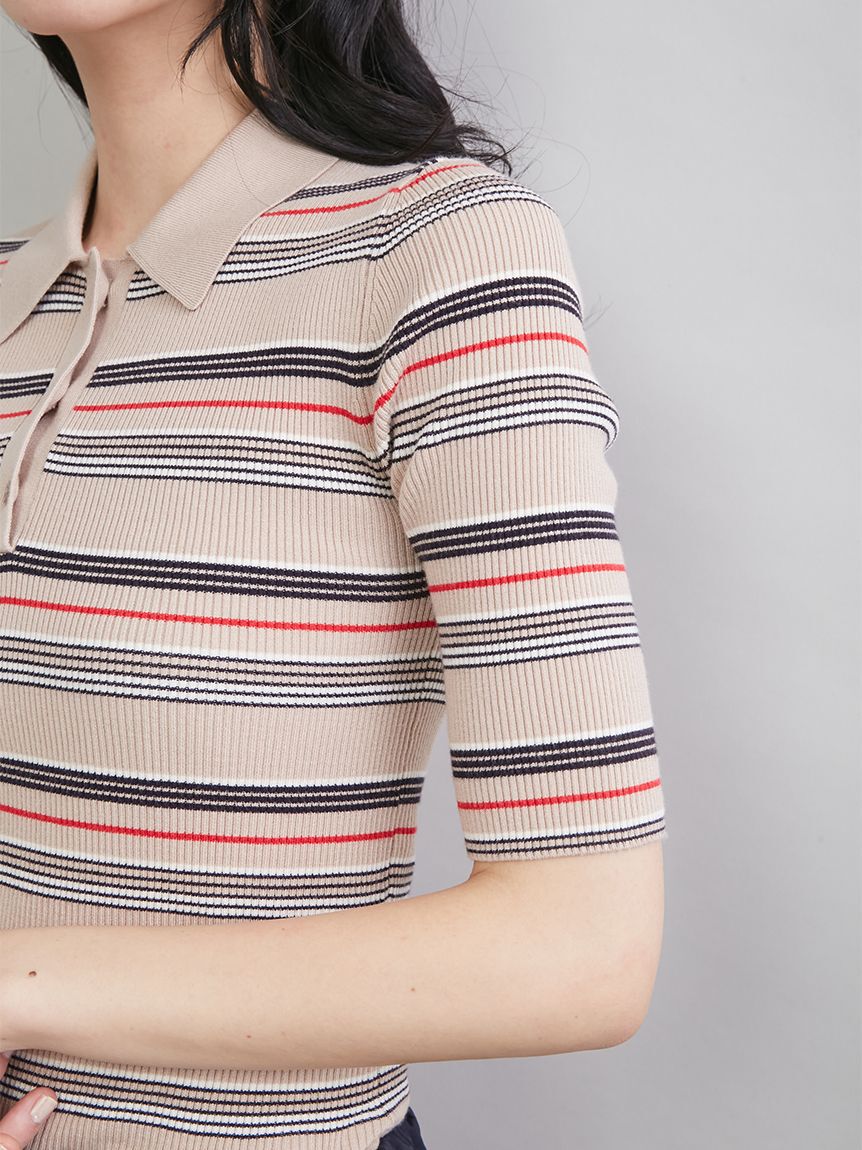 Mila Owen「【WEB限定カラー】ポロニット&times;タックフレアスカートドッキングワンピース」|ワンピース|