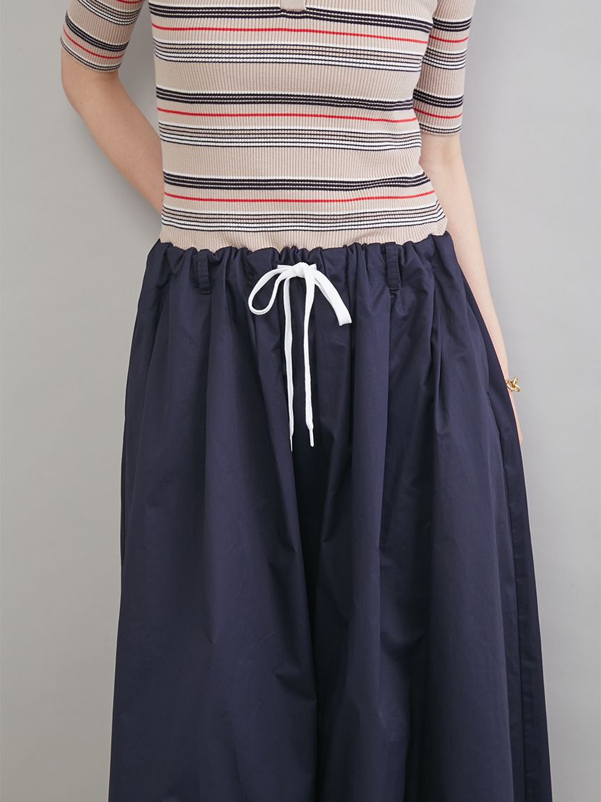 Mila Owen「【WEB限定カラー】ポロニット&times;タックフレアスカートドッキングワンピース」|ワンピース|