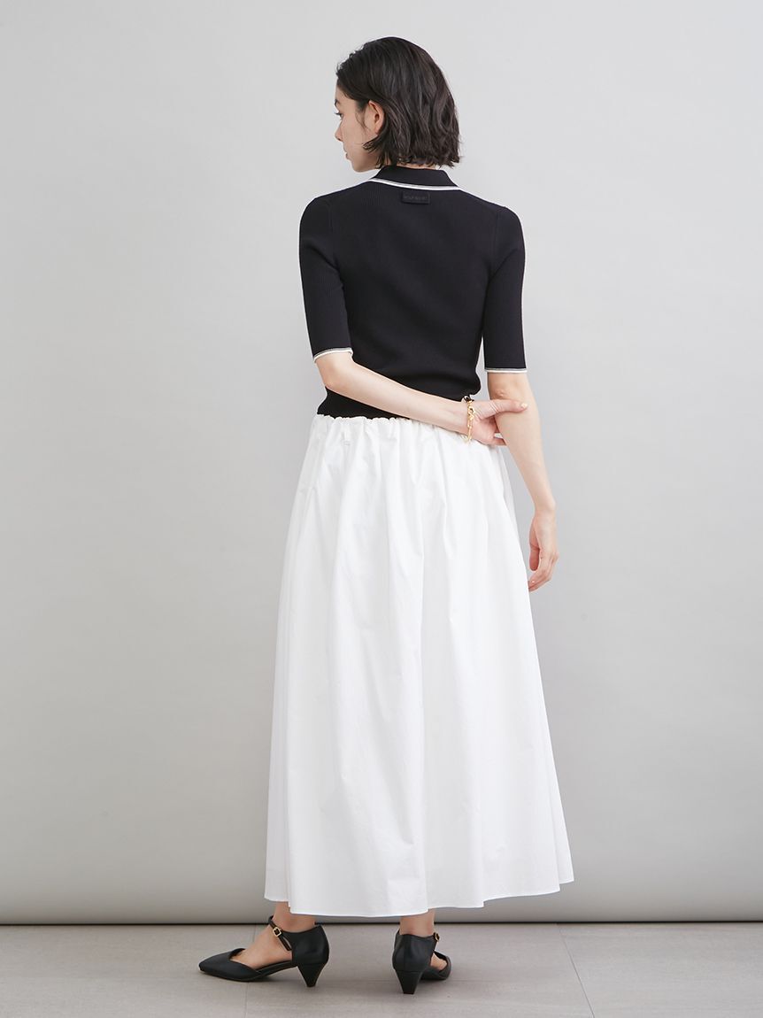 Mila Owen「【WEB限定カラー】ポロニット&times;タックフレアスカートドッキングワンピース」|ワンピース|