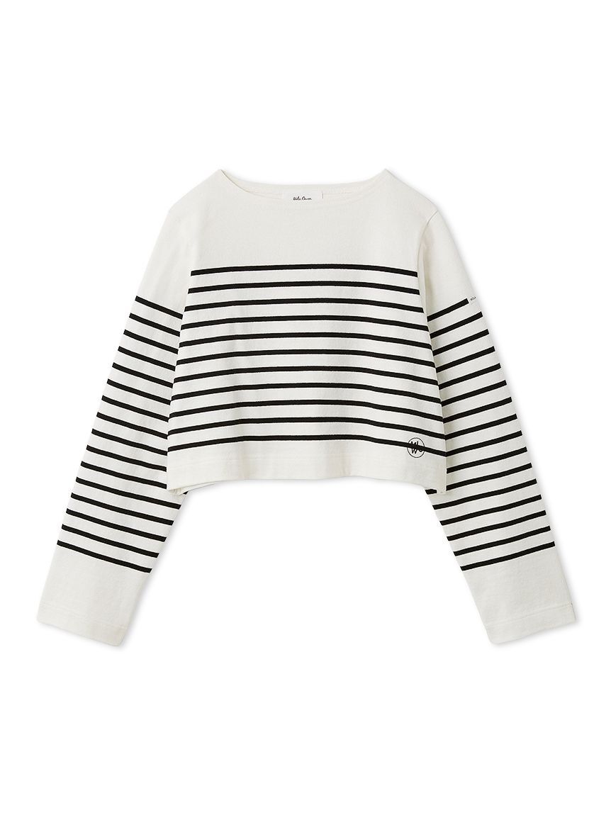 Mila Owen「ボートネック短丈パネルボーダー」|Tシャツ・カットソー|BLK