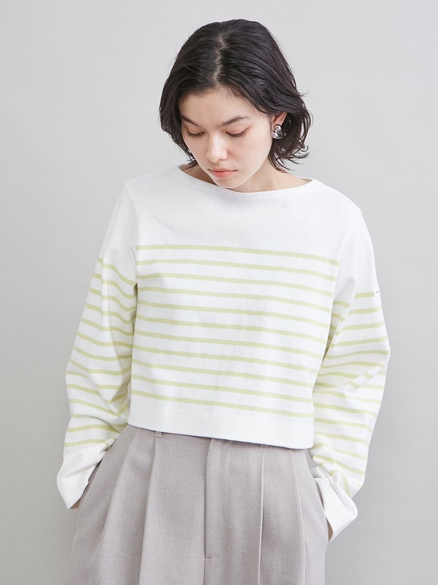 Mila Owen「ボートネック短丈パネルボーダー」|Tシャツ・カットソー|