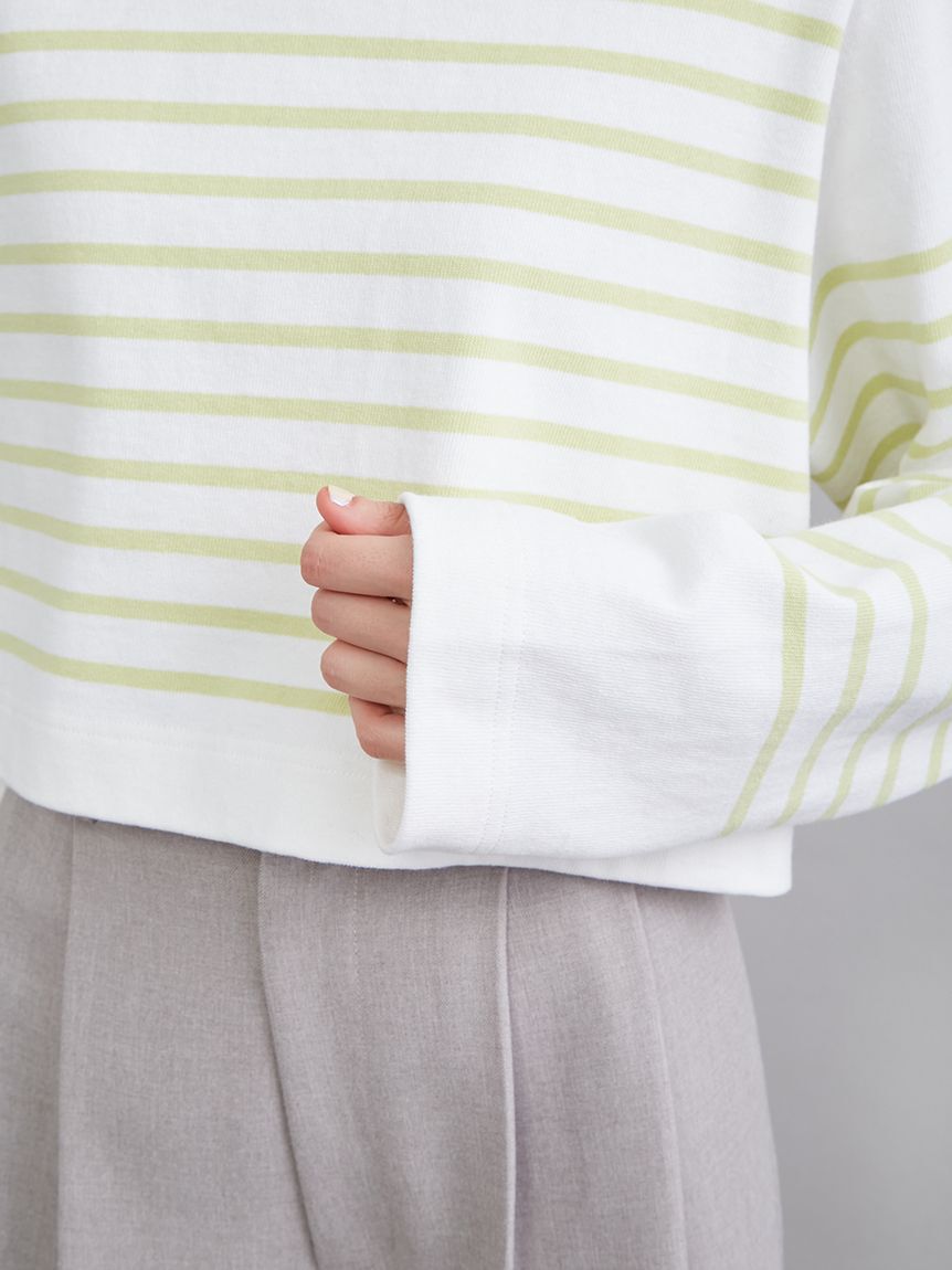 Mila Owen「ボートネック短丈パネルボーダー」|Tシャツ・カットソー|