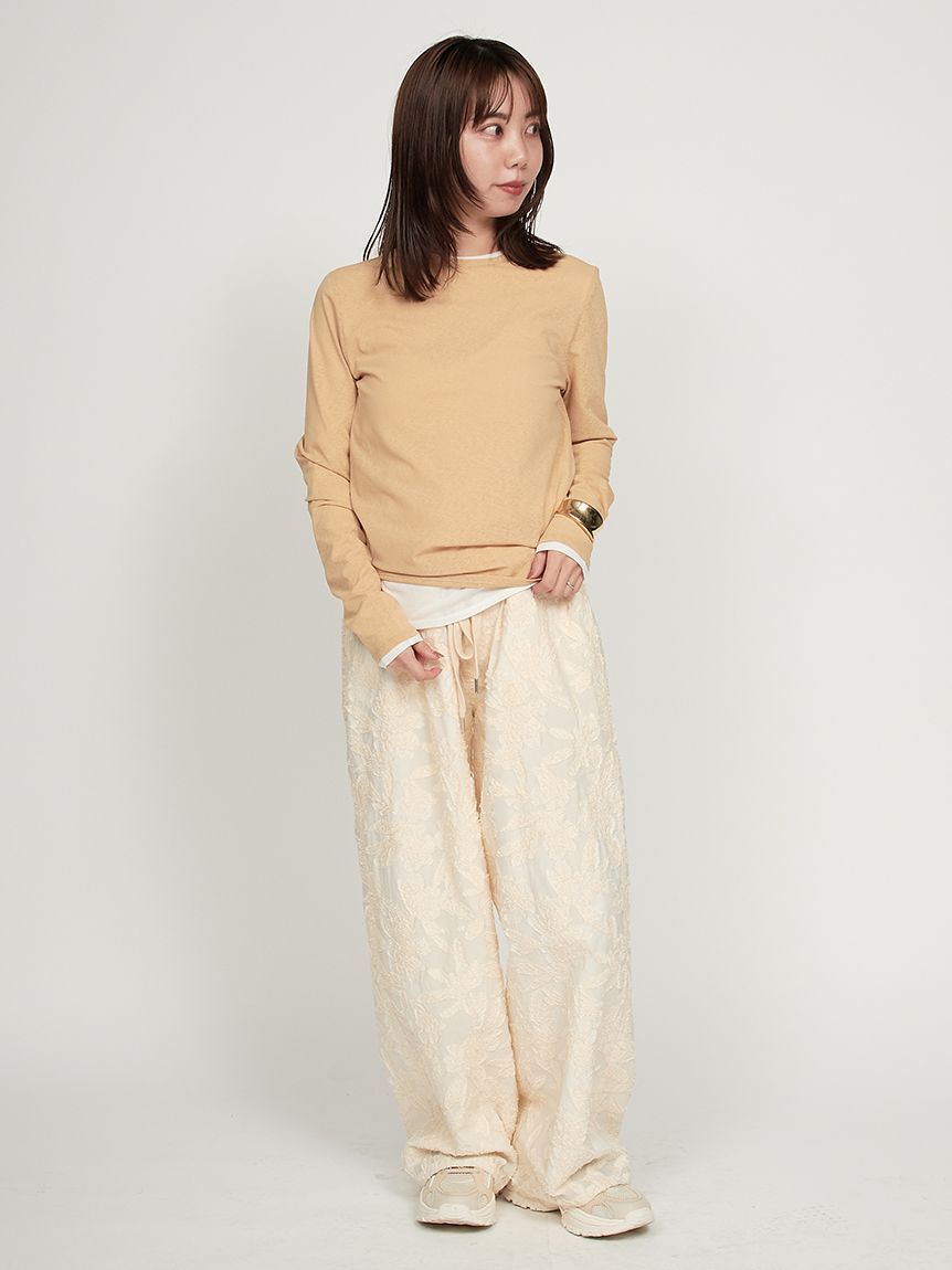 emmi atelier「ウエストギャザーワイドパンツ」|チノ|