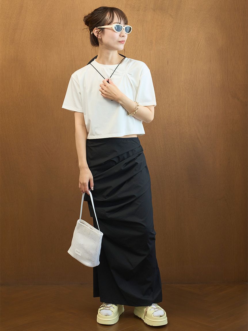 emmi atelier「【em】emmiロゴクロップドTシャツ/UVカット/接触冷感」|Tシャツ・カットソー|