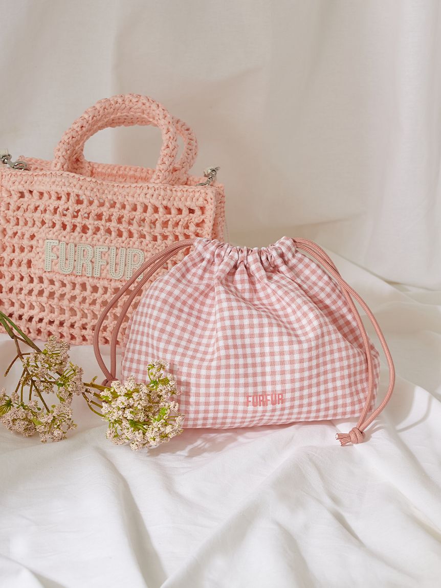 FURFUR「【WEB限定カラー】ロゴプリント巾着ポーチ」|ポーチ|PNK