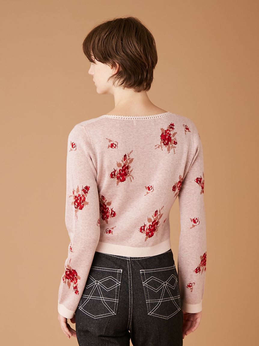 FURFUR「フラワージャガードカーディガン」|カーディガン|