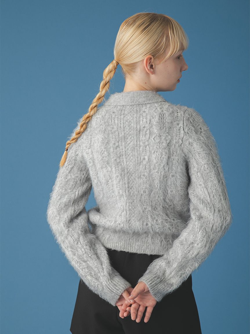 FURFUR「リボンデザインアランポロニットトップス」|ニット・セーター|