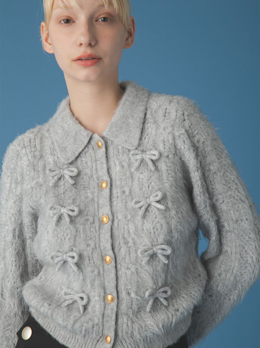 FURFUR「リボンデザインアランポロニットトップス」|ニット・セーター|