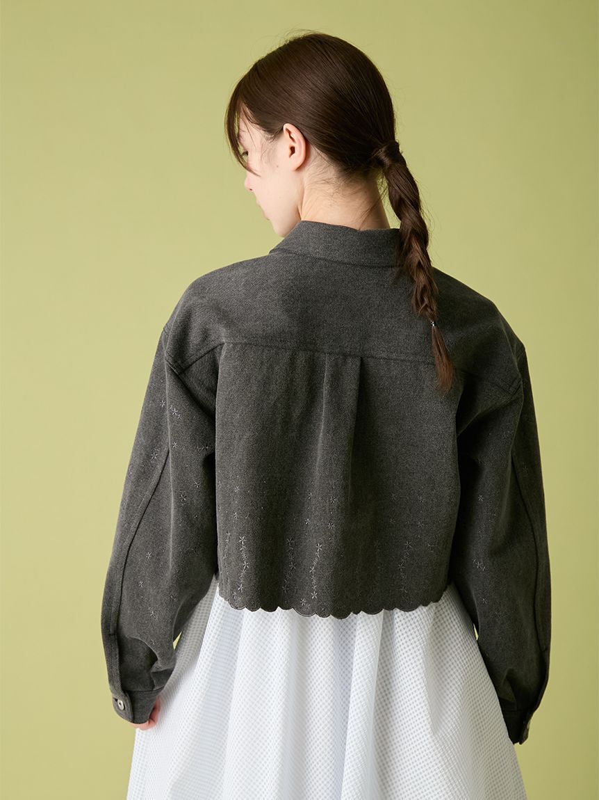 FURFUR「刺繍クロップドシャツジャケット」|デニムジャケット|