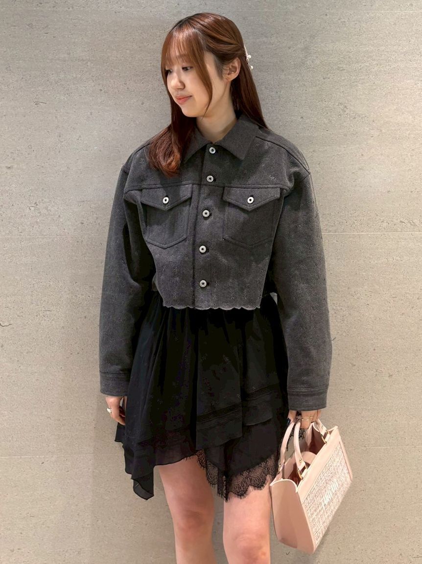 FURFUR「刺繍クロップドシャツジャケット」|デニムジャケット|