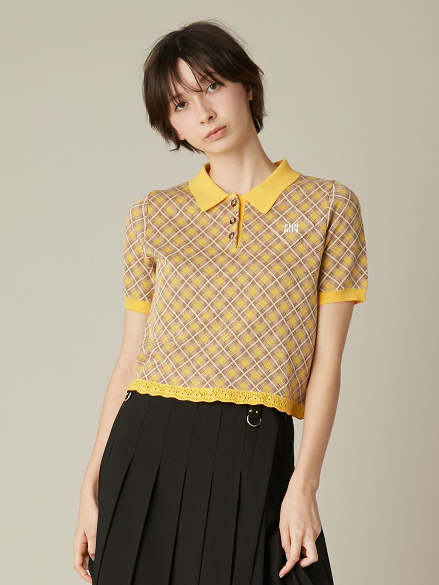 FURFUR「チェックジャガードニットポロ」|ニット・セーター|