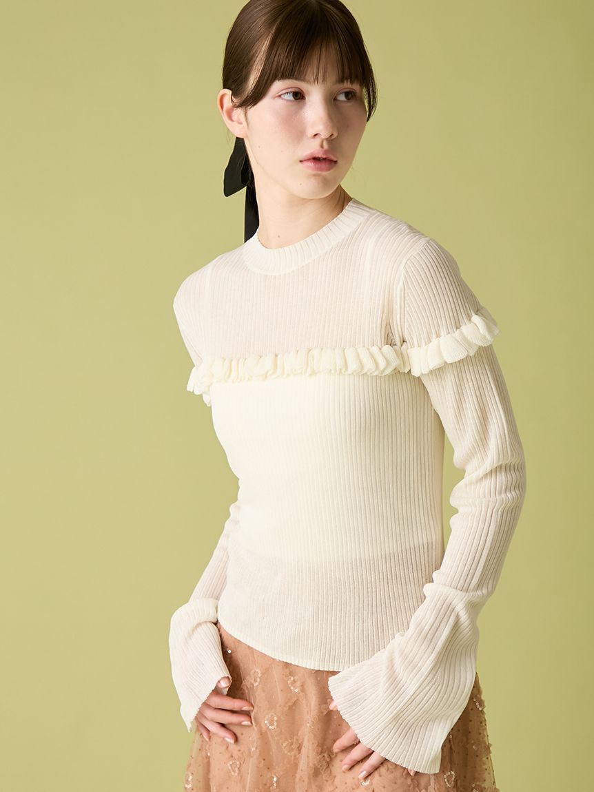 FURFUR「シアーフリルリブプルオーバー」|ニット・セーター|