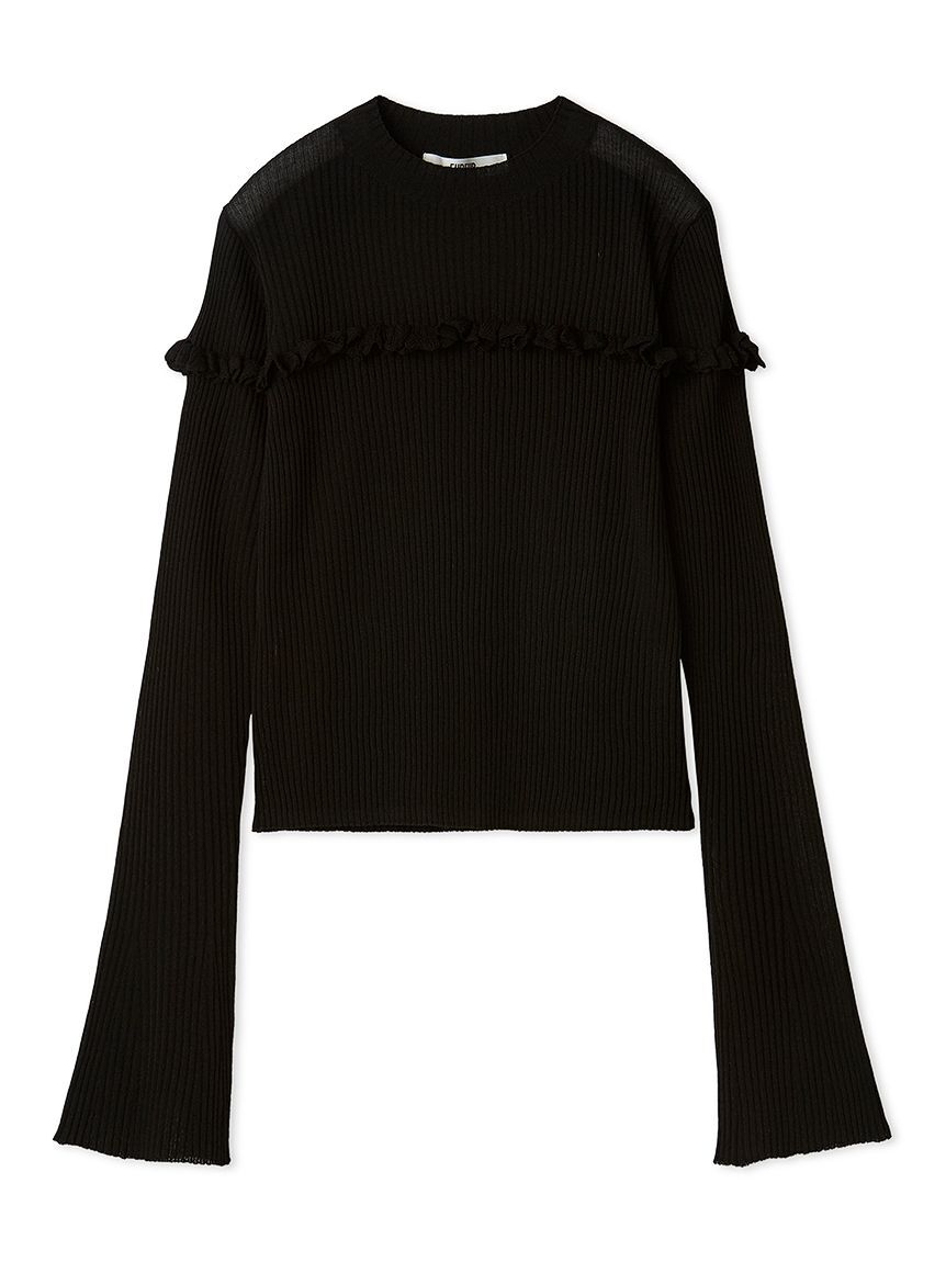 FURFUR「シアーフリルリブプルオーバー」|ニット・セーター|BLK