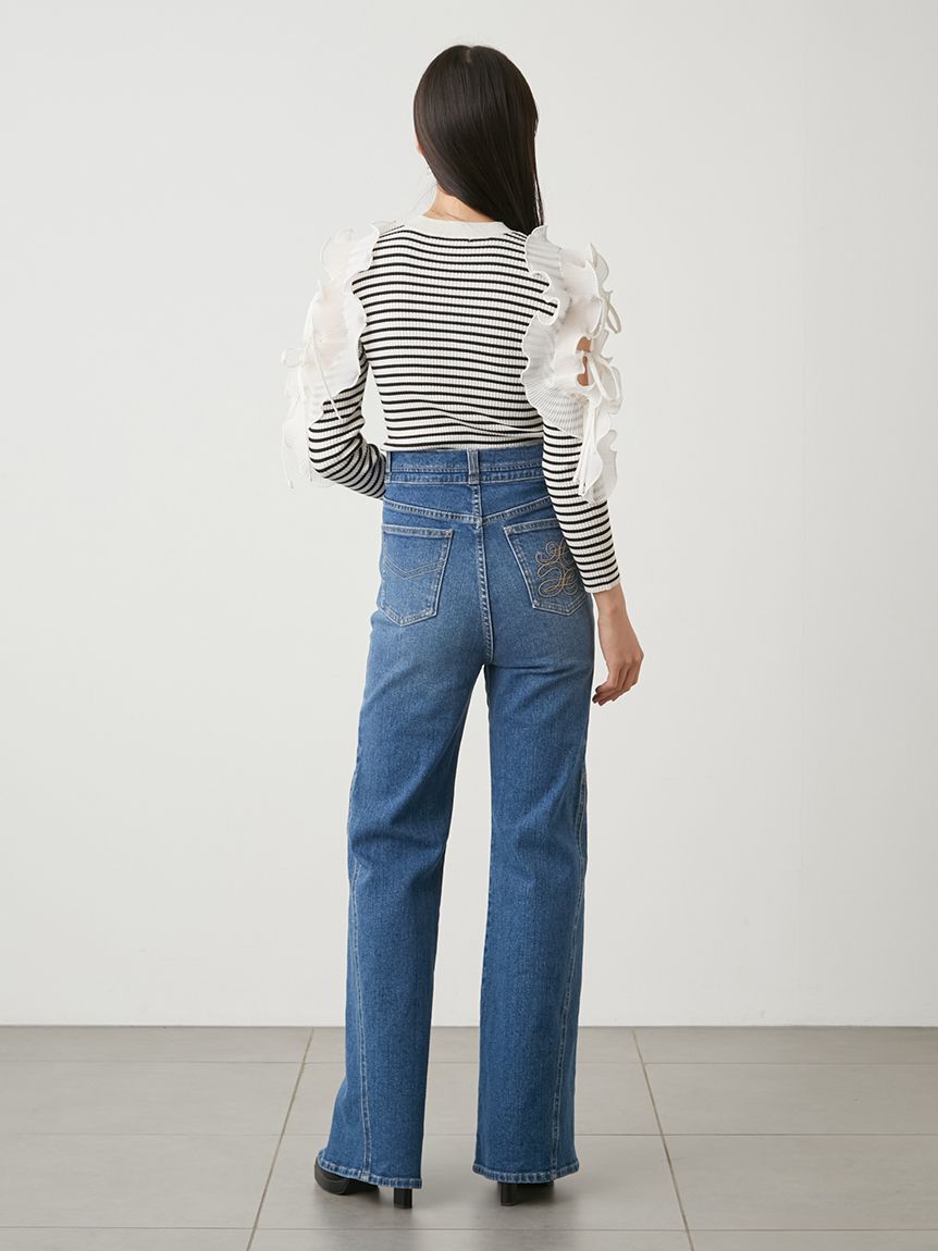 SNIDEL「Sustainableストレッチフレアデニムパンツ」|デニム|