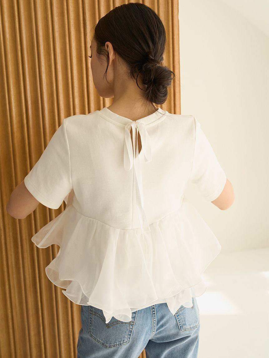 SNIDEL「【WEB限定カラーあり】ボリュームペプラムドッキングカットプルオーバー」|Tシャツ・カットソー|