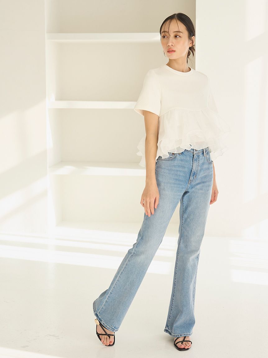 SNIDEL「【WEB限定カラーあり】ボリュームペプラムドッキングカットプルオーバー」|Tシャツ・カットソー|