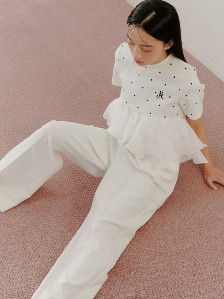 SNIDEL「【WEB限定カラーあり】ボリュームペプラムドッキングカットプルオーバー」|Tシャツ・カットソー|