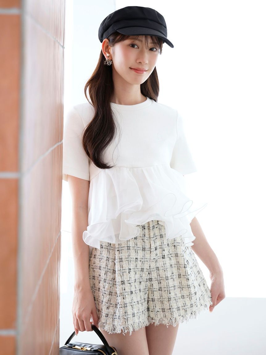 SNIDEL「【WEB限定カラーあり】ボリュームペプラムドッキングカットプルオーバー」|Tシャツ・カットソー|