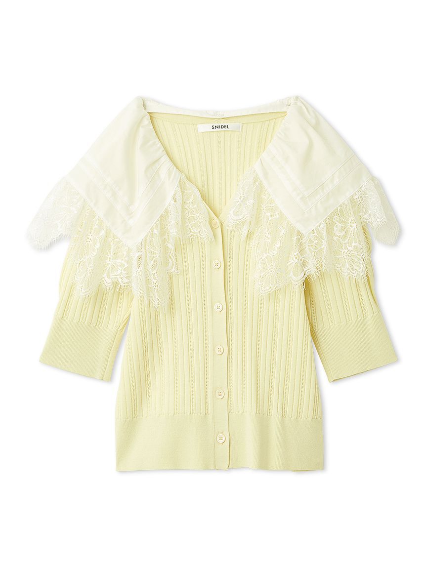 SNIDEL「レースカラーデザインニットカーディガン」|カーディガン|