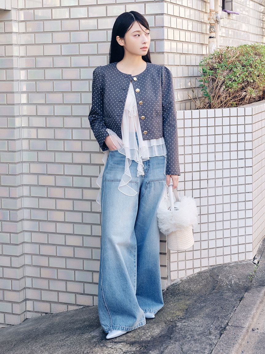 LILY BROWN「【限定カラー】3wayバブルヘムボウタイジャケット」|ノーカラージャケット|