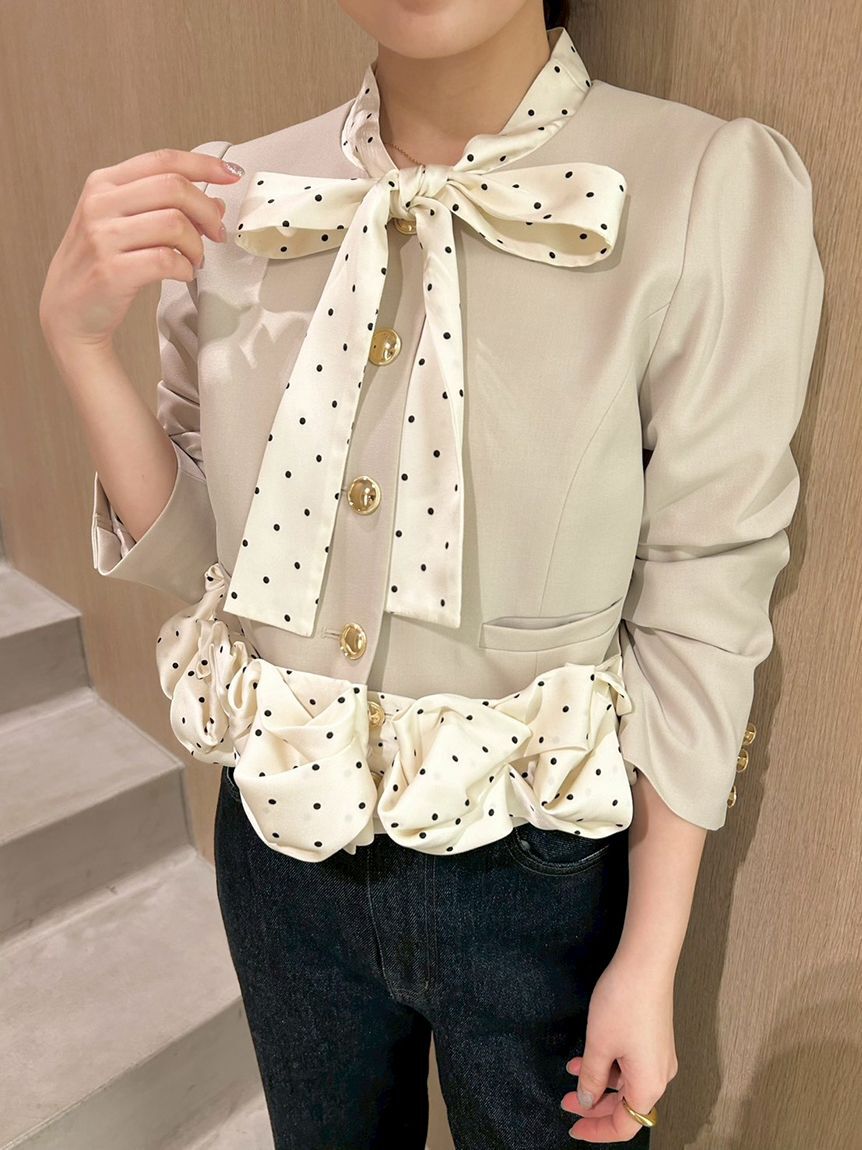 LILY BROWN「【限定カラー】3wayバブルヘムボウタイジャケット」|ノーカラージャケット|