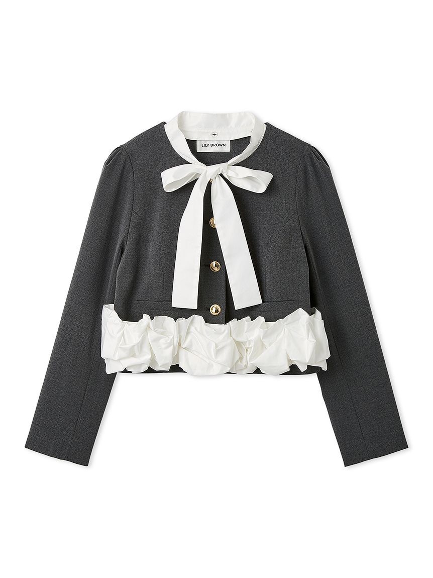 LILY BROWN「【限定カラー】3wayバブルヘムボウタイジャケット」|ノーカラージャケット|