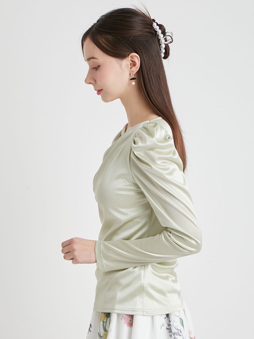 CELFORD「【洗える】カシュクールグロッシーカットトップス」|Tシャツ・カットソー|