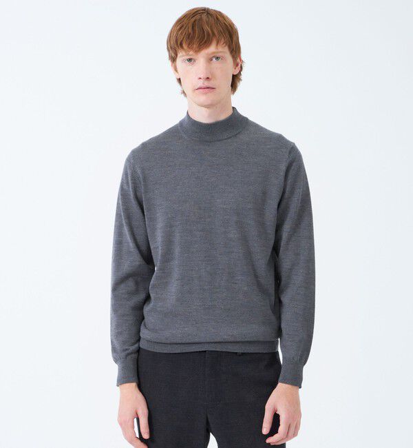 MACKINTOSH PHILOSOPHY「ハイゲージ天竺 モックネックプルオーバーニット」|ニット・セーター|チャコールグレー