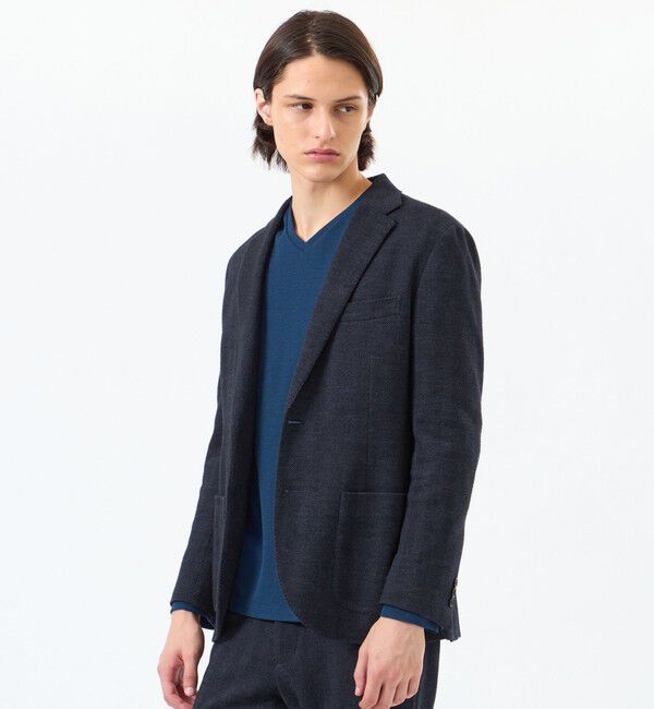 MACKINTOSH PHILOSOPHY「テーラードジャージー ジャケット EMMETEXヘリンボン」|テーラードジャケット|ネイビー