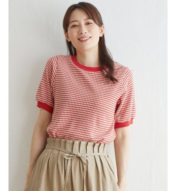 ikka「【雑誌 InRed 6月号掲載】ハニカム柄ジャガードカットソー」|Tシャツ・カットソー|