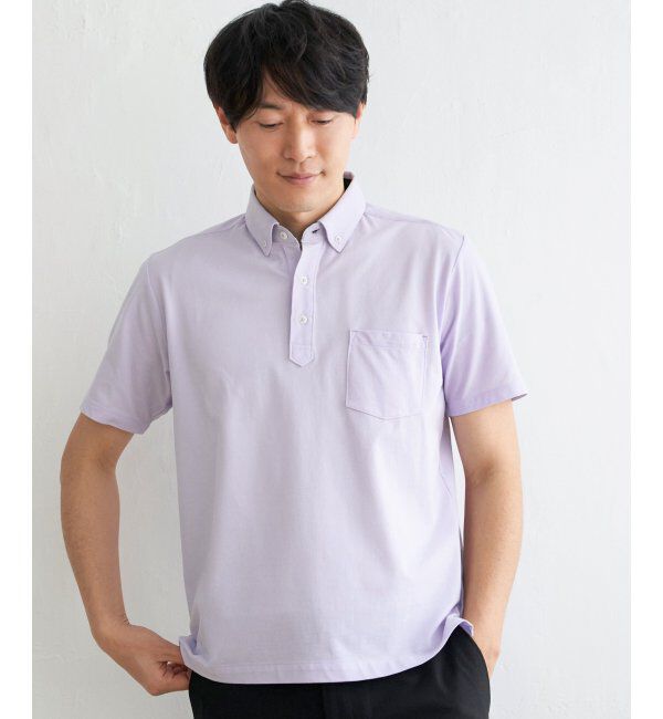 IKKA LOUNGE「【吸水速乾／イージーケア】アーバンドライボタンダウンポロシャツ」|Tシャツ・カットソー|パープル