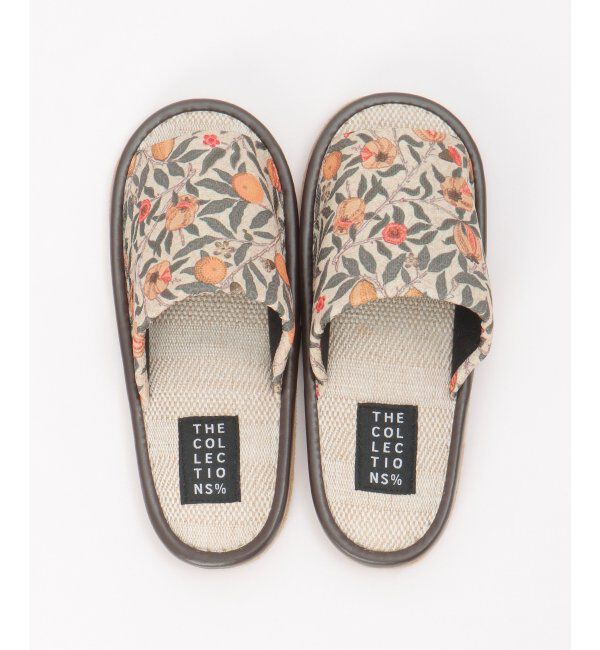 TOKYO DESIGN CHANNEL「絵画プリントモリスフルーツスリッパ」|ルームシューズ|ベージュ