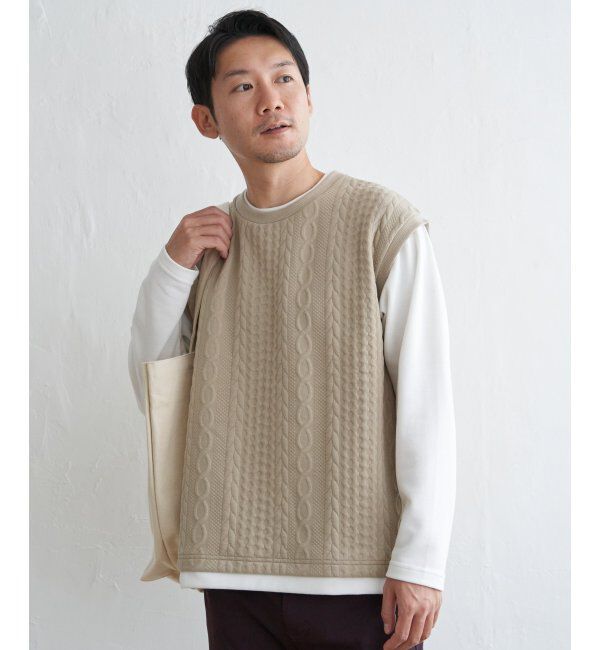 ikka「フクレジャガードフェイクベストロンT」|Tシャツ・カットソー|ベージュ