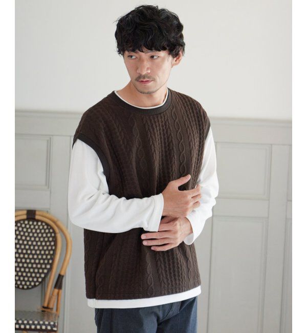 ikka「フクレジャガードフェイクベストロンT」|Tシャツ・カットソー|